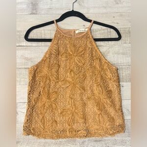 Tan Lace Floral Women's Top
